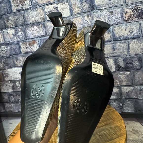 Nando Muzi Snake Leather Tan Black Pump 38 US 8 - Picture 10 of 11